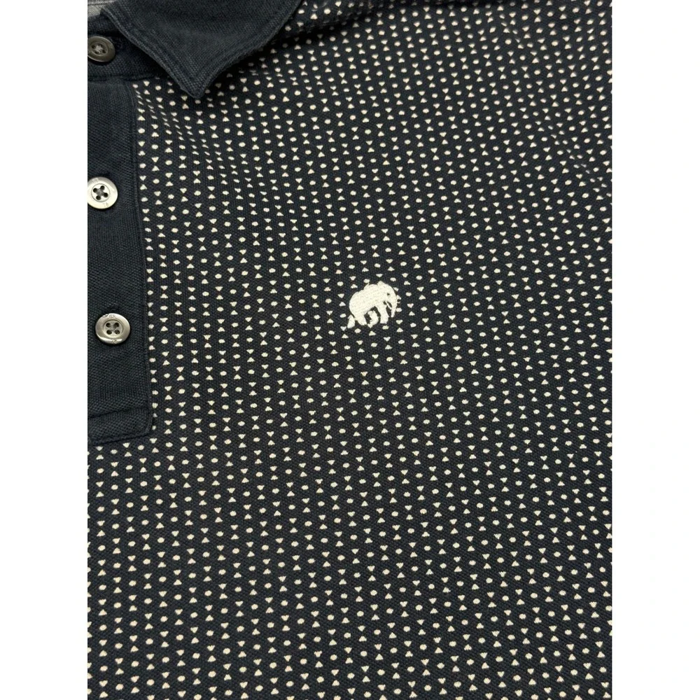 Banana Republic Mens Large Navy Blue Geometric Dot Elephant Logo Polo Shirt L